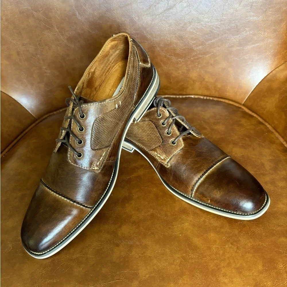 Steve Madden Jagwar Cap Toe Oxford Cognac Brown Leather Preppy Academia  11.5